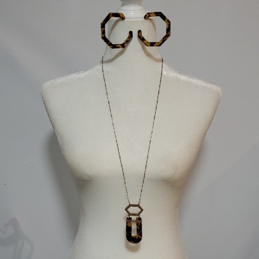 Tortoise Shell Necklace and Earring Set